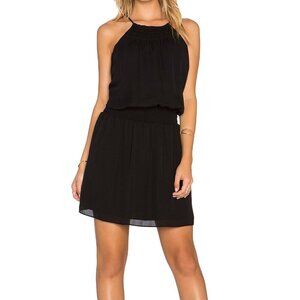 JOIE Nahal‎ Silk Halter Sleeveless Summer Keyhole Smoked Neckline Black Dress S